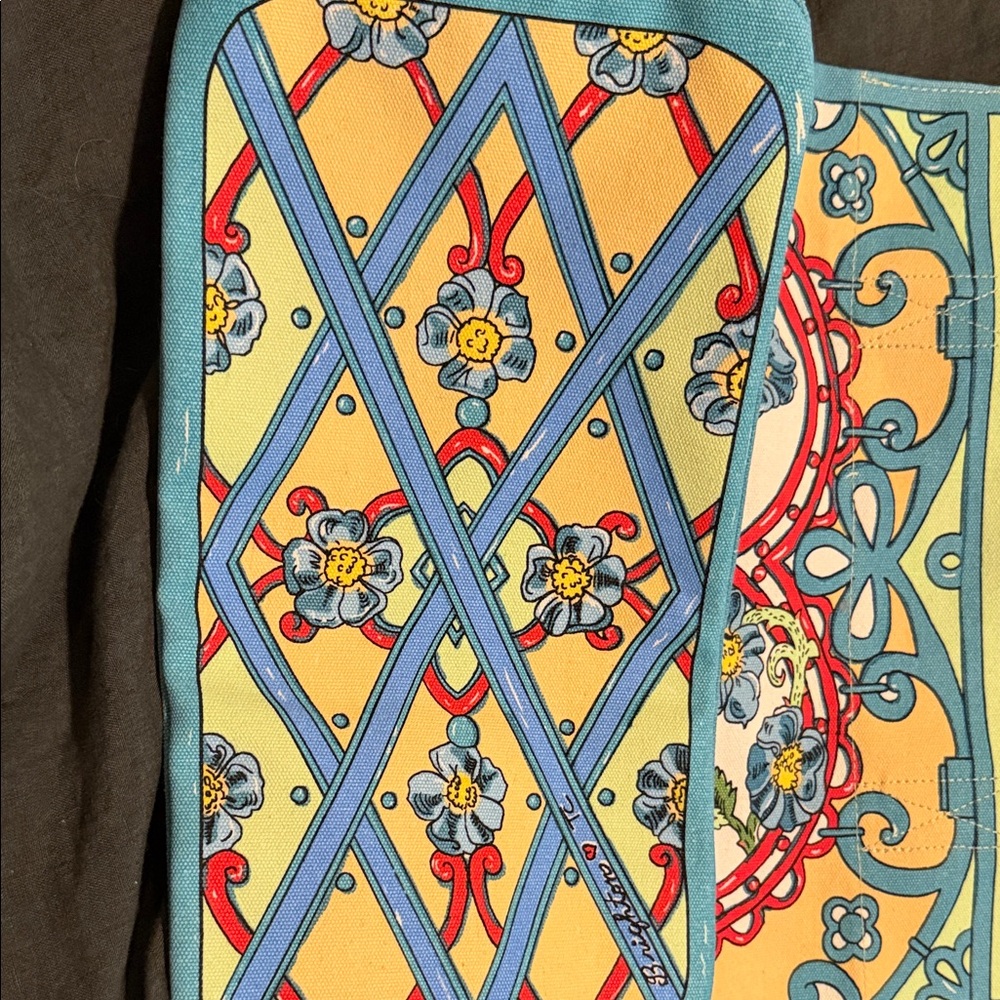 Brighton (Tom Clancy) Extra Large Canvas Floral Tote in Teal, Red & Yellow - Picture 5 of 7